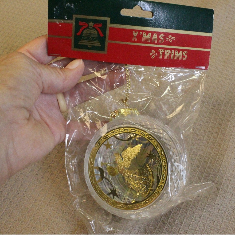 Singer Vintage Gold Angel Christmas Ornament Light Cover Clear Ball SO1138 NEW